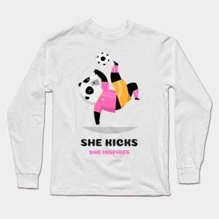 She Kicks She Inspires Women's soccer Long Sleeve T-Shirt